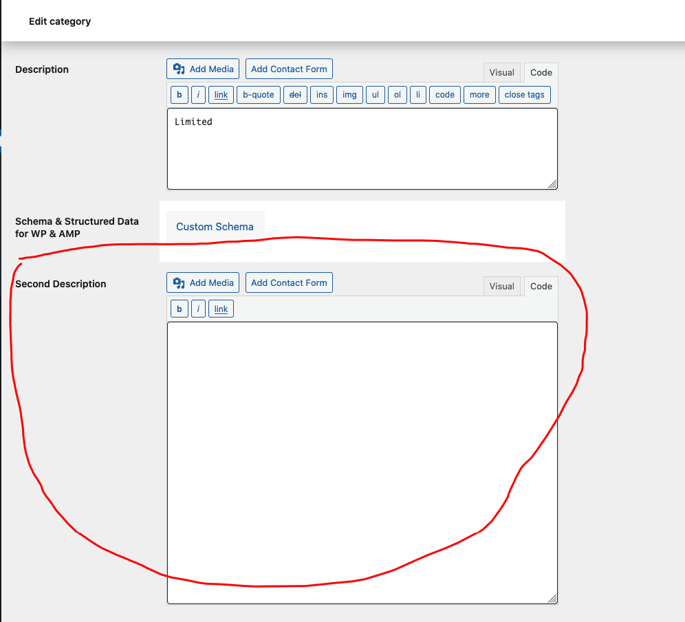 WooCommerce second description