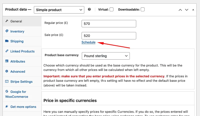 Flash sale settings Woocommerce