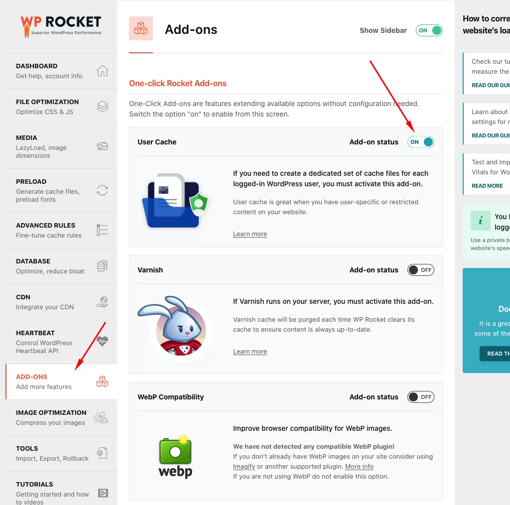 WP Rocket user cache settings for LMS sites