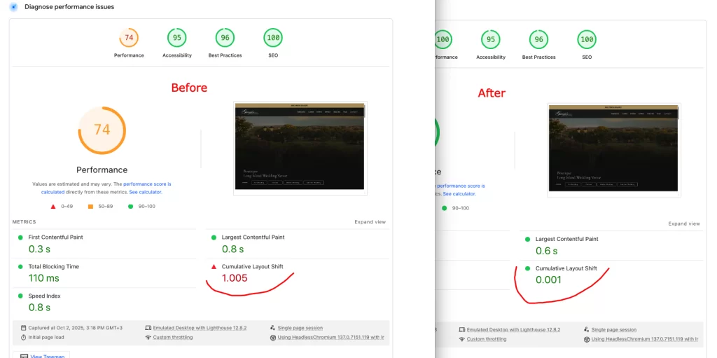 CLS fix for divi website